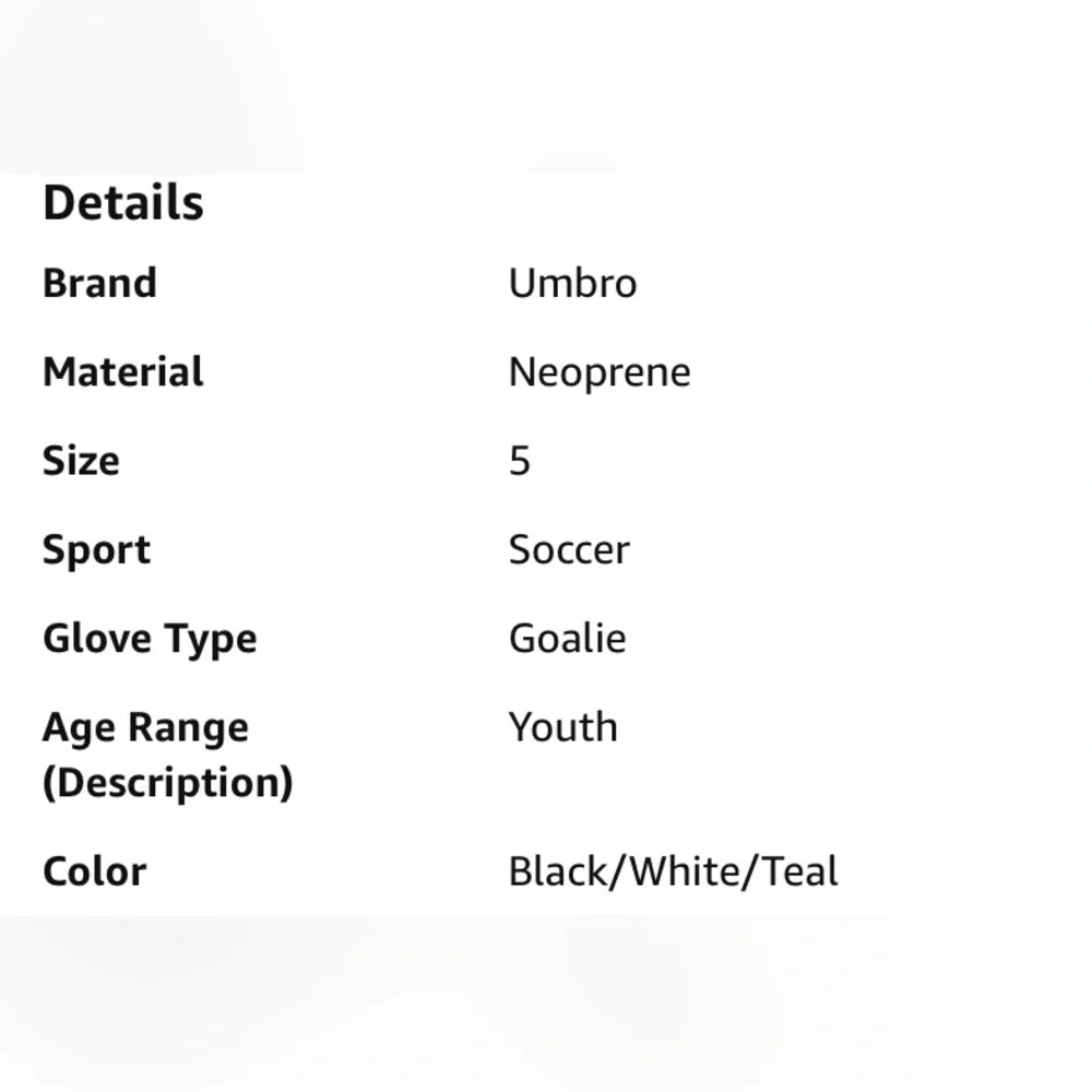 BOGO 🎉 Umbro - Junior Neo League Goalkeeper Gloves, Black/White/Teal. Size 5.  - Picture 4 of 4
